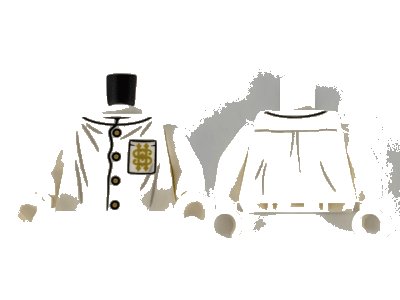LEGO part Torso Button Up Shirt, Gold Buttons and Gold Pattern on Left Side Pocket Pattern / White Arms / White Hands (973pb3986c01)