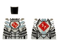 LEGO part Torso Armor with Metallic Light Blue Circuitry, Silver Scales and Ninjago Logogram 'VS' in Red Diamond Pattern 973pb4160