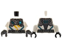 LEGO part Torso Silver Armor and Belt, Medium Azure Light, Bright Light Orange Ninjago Logogram Letter Z Pattern / White Arms / Black Hands 973pb4308c01