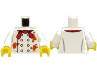 LEGO part Torso Chef Jacket with 8 Buttons and Dark Orange Splotches, Red Neckerchief Pattern (BAM) / White Arms / Yellow Hands 973pb5434c01
