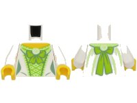LEGO part Torso Female Dress with Yellowish Green Corset, Lime Laces and Bow, Sand Green Wrinkles, Yellow Neck Pattern (BAM) / White Arms / Yellow Hands 973pb5739c01