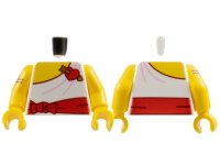 LEGO onderdeel Torso Toga with Yellow Chest, Red Sash and Heart with Gold Arrow, Dark Red Outline and Bright Pink Folds Pattern / Yellow Arm Left / Yellow Arm with Gold and Reddish Brown Twisted Upper Arm Bracelet Pattern Right / Yellow Hands 973pb5926c01