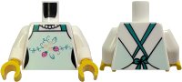 LEGO part Torso Female Light Aqua Apron with Flowers, Dark Turquoise Straps, Beaded Necklace Pattern / White Arms / Yellow Hands 973pb6235c01