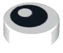 LEGO part Tile, Round 1 x 1 with Black Eye with Pupil Pattern 98138pb007