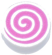 LEGO part Tile, Round 1 x 1 with Dark Pink Spiral Pattern 98138pb113