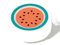 LEGO onderdeel Tile, Round 1 x 1 with Coral Watermelon with Dark Turquoise Rind and Black Seeds Pattern 98138pb126