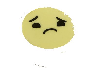 LEGO part Tile, Round 1 x 1 with Emoji, Bright Light Yellow Face, Worried with Raised Right Eyebrow Pattern (98138pb137)