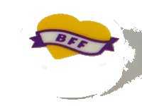 LEGO part Tile, Round 1 x 1 with Bright Light Orange Heart and Banner with Dark Purple 'BFF' Pattern 98138pb148