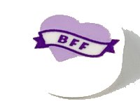 LEGO part Tile, Round 1 x 1 with Lavender Heart and Banner with Dark Purple 'BFF' Pattern 98138pb150