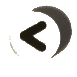 LEGO part Tile, Round 1 x 1 with Black Eye Shut Tight / Letter V / Less Than Sign / Greater Than Sign (Thick Line) Pattern (98138pb189)