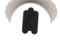 LEGO part Tile, Round 1 x 1 with Black Squinting Eye Pattern 98138pb200
