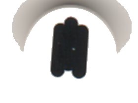 LEGO part Tile, Round 1 x 1 with Black Squinting Eye Pattern (98138pb200)