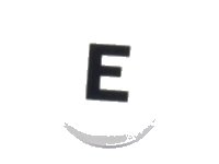 LEGO part Tile, Round 1 x 1 with Black Capital Letter E Pattern 98138pb215