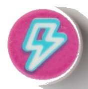 LEGO onderdeel Tile, Round 1 x 1 with Medium Azure and White Lightning Bolt Profile on Magenta Background Pattern (98138pb245)