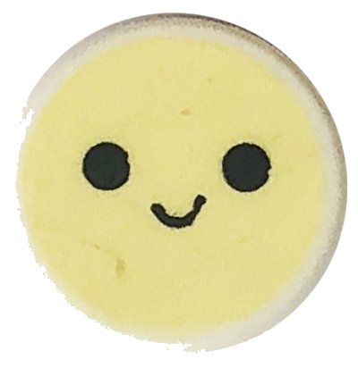 LEGO part Tile, Round 1 x 1 with Emoji, Bright Light Yellow Happy Face, and Black Eyes and Smile Pattern (98138pb279)