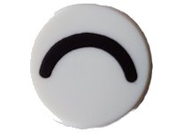LEGO part Tile, Round 1 x 1 with Black Eye Closed (Thin Curved Line) Pattern 98138pb364