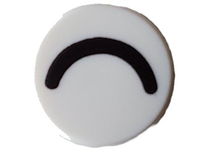 LEGO onderdeel Tile, Round 1 x 1 with Black Eye Closed (Thin Curved Line) Pattern (98138pb364)