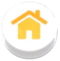 LEGO part Tile, Round 1 x 1 with Yellow House with Bright Light Orange Roof and Chimney Pattern 98138pb434