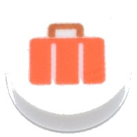 LEGO part Tile, Round 1 x 1 with Reddish Orange Suitcase with Dark Orange Handle Pattern 98138pb435