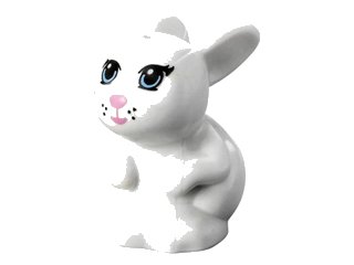 LEGO part Bunny / Rabbit, Friends, Sitting with Bright Light Blue Eyes, Bright Pink Nose and Mouth and Black Whisker Dots Pattern (Daisy) (98387pb01)