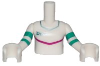 LEGO part Torso Mini Doll Girl Jumpsuit with Magenta Stripe Pattern, White Arms with Hands with Turquoise Stripes FTGpb212c01
