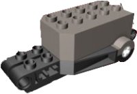 LEGO onderdeel Terugtrekmotor 9 x 4 x 2 1/3 met Zwarte Basis, Witte Asgaten, Studs op Voorkant Bovenvlak 32283c02