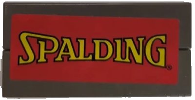 LEGO onderdeel Stickered Assembly 4 x 2 with Yellow 'SPALDING' on Red Background Pattern (Sticker) - Set 3432 - 2 Tile 1 x 4 (ba102pb02)