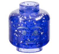 LEGO part Minifigure, Head Metallic Light Blue Eyebrows, Eyes, and Grin Pattern - Vented Stud 3626pb3582