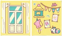 LEGO part Glass for Window 1 x 6 x 6 Flat Front with Window with Medium Azure Panes, White Frame, Bottom Panels and Reflections / Bright Pink Stick Unicorn, Lizard, Rainbow, Beach Ball, Taped Pictures, Hanging Map and Bunting Pattern 42509pb15
