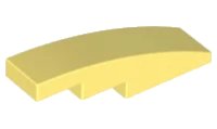 Slope, Curved 4 x 1 in fel lichtgeel, LEGO onderdeelnummer 61678