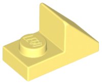 Slope 45 2 x 1 with 2/3 Cutout in bright light yellow, LEGO part number 92946