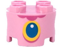 LEGO part Brick, Round 2 x 2 with Pin Holes with Dark Pink Lace Neck, Dark Azure and Yellow Pendant with White Circle Glint Pattern (Super Mario Baby Peach Torso) 17485pb014