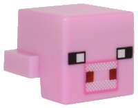 LEGO part Tête de Créature Pixelisée avec Yeux Noirs, Museau Rectangle Rose Foncé et Motif Narines Carrées Rouge Foncé (Minecraft Cochon) (Version Indéterminée) 19727pb005
