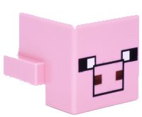 LEGO part Creature Head Pixelated with Black Eyes and Plain Snout with Black Outline and Dark Red Square Nostrils Pattern (Minecraft Pig) 19727pb015