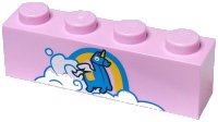 LEGO onderdeel Brick 1 x 4 with Dark Azure and Yellow Unicorn and Rainbow, and White Cloud Pattern (BrickHeadz Brite Bomber Shirt) 3010pb360