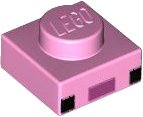 LEGO onderdeel Plaat 1 x 1 met 2 Zwarte Vierkanten en Magenta Rechthoek Patroon (Minecraft Axolotl Gezicht) 3024pb018