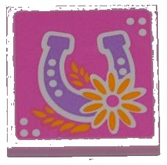 LEGO part Tile 2 x 2 with Horseshoe and Flower Pattern (Sticker) - Set 3189 (3068pb0622)