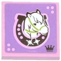 LEGO part Tile 2 x 2 with Horse Head Facing Right in Horseshoe Pattern (Sticker) - Set 3185 3068pb0784R