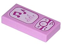 LEGO onderdeel Tile 1 x 2 with Magenta and White Cell Phone / Smartphone / Music Player Pattern 3069pb0175