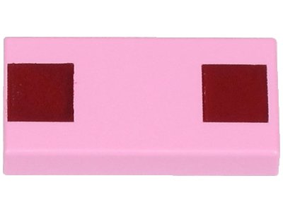 LEGO part Tile 1 x 2 with Two Dark Red Squares Pattern (Minecraft Pig Nostrils) (3069pb0773)