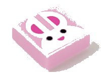 LEGO onderdeel Tile 1 x 1 with White Bunny Rabbit Head / Face, Black Eyes, and Dark Pink Ears and Nose Pattern 3070pb142