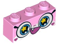 LEGO part Brick 1 x 3 with Cat Face Wide Eyes with Yellow Stars and Smiling Open Mouth with One Tooth Pattern (Rainbow Unikitty) 3622pb077