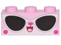 LEGO part Brick 1 x 3 with Cat Face and Sunglasses Pattern (Disco Kitty) 3622pb104