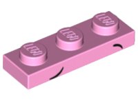 LEGO part Plate 1 x 3 with 2 Small Black Arcs, Low and High Pattern (Unikitty Eyebrows) 3623pb004