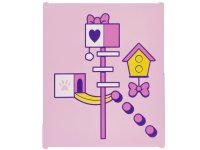 LEGO part Glass for Window 1 x 6 x 6 Flat Front with Dark Pink, Dark Purple, Yellow and White Pet Houses, Bows, Paw Print and Heart Pattern 42509pb19