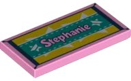 LEGO onderdeel Tile 2 x 4 with 'Stephanie' and Beach Towel Pattern 87079pb0601