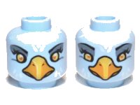 LEGO part Minifigure, Head Dual Sided Alien Chima Eagle with Yellow Eyes, Sand Blue Eye Shadow, Bright Light Orange Beak, and White Feathers, Wide / Narrow Eyes Pattern 3626pb0898