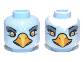 LEGO onderdeel Minifigure, Head Dual Sided Alien Chima Eagle with Yellow Eyes, Sand Blue Eye Shadow, Bright Light Orange Beak, and White Feathers, Wide / Narrow Eyes Pattern (3626pb0898)
