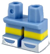 LEGO onderdeel Legs Short with Molded Horizontal Yellow Stripes and Printed White Shoes Open Toe Pattern 41879pb011