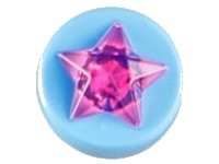 LEGO part Tile, Round 1 x 1 x 2/3 with Molded Trans-Dark Pink Star Pattern 72046pb01